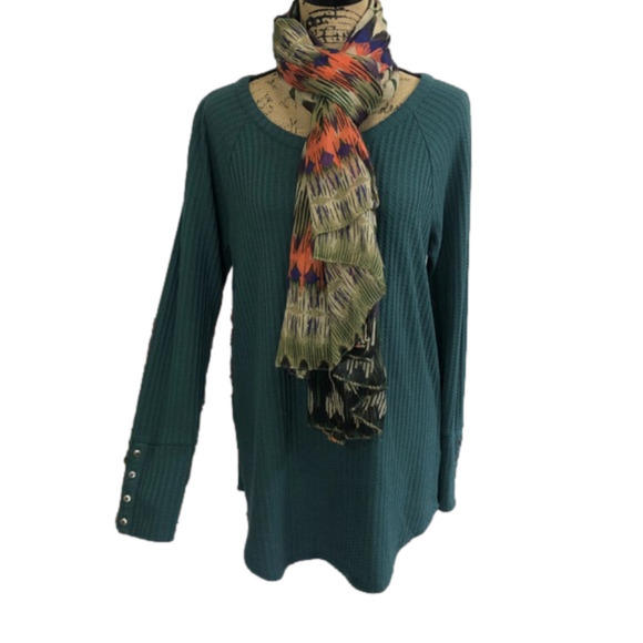 CHASER Teal Waffle Knit Thermal Top - Picture 2 of 13